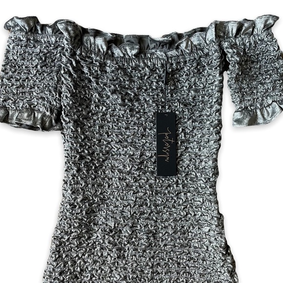 Revolve Petersyn Velvet Smocked Benson Dress in Grey Steel XS - Picture 7 of 10